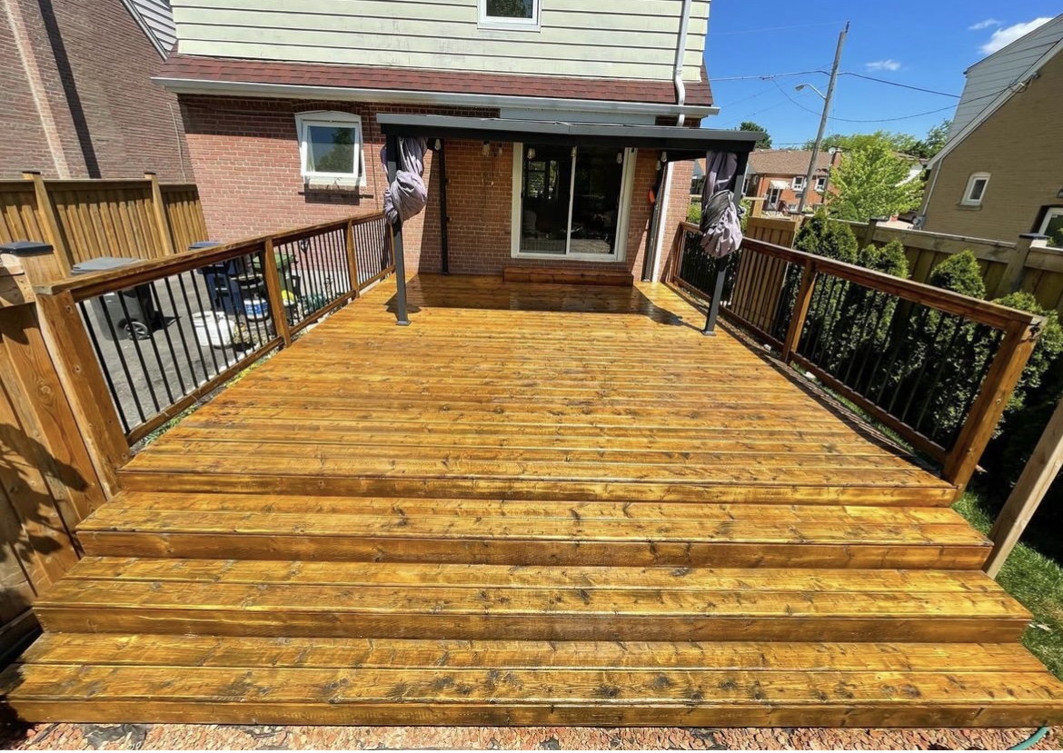 Large cedar back deck